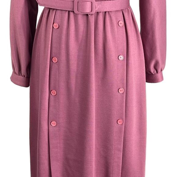 Vintage 70s Warren Petites Mauve Secretary Midi Dress M - Picture 8 of 9